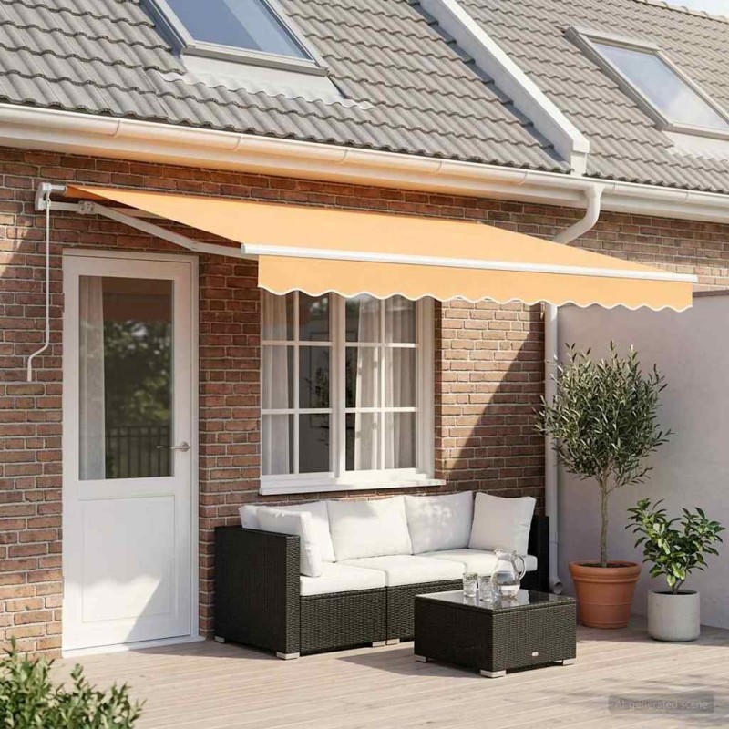 Auvent rétractable Sable 450 × 350 cm Polyester et Aluminium 624174624174