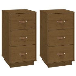 Tables de chevet 2 pcs Marron 40x40x75 cm Bois de pin massif 624183624183