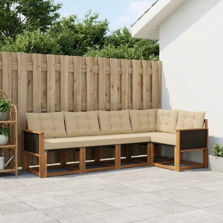 Ensemble de canapés d'extérieur 6 pcs Naturel et Beige 624196624196
