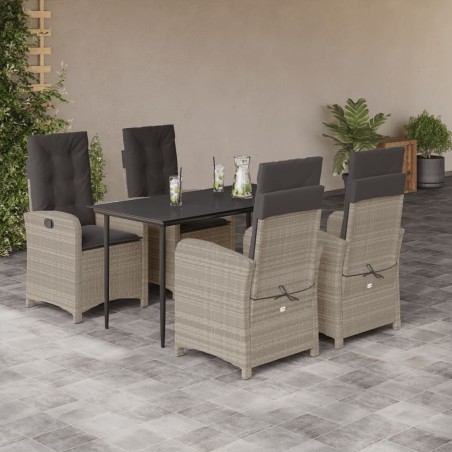 Ensemble à manger de jardin et coussins 5 pcs gris clair rotin 624198624198