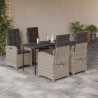 Ensemble à manger de jardin et coussins 5 pcs gris clair rotin 624198624198