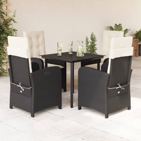 Ensemble à manger de jardin coussins 5pcs Noir Résine tressée 624201624201