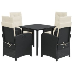 Ensemble à manger de jardin coussins 5pcs Noir Résine tressée 624201624201
