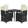 Ensemble à manger de jardin coussins 5pcs Noir Résine tressée 624201624201