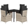 Ensemble à manger de jardin et coussins 5 pcs gris clair rotin 624202624202