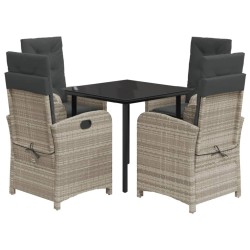 Ensemble à manger de jardin et coussins 5 pcs gris clair rotin 624204624204