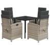 Ensemble à manger de jardin et coussins 5 pcs gris clair rotin 624204624204