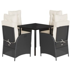 Ensemble à manger de jardin coussins 5pcs Noir Résine tressée 624205624205