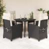 Ensemble à manger de jardin coussins 5pcs Noir Résine tressée 624208624208
