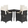 Ensemble à manger de jardin coussins 5pcs Noir Résine tressée 624208624208