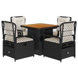 Ensemble à manger de jardin coussins 5pcs Noir Résine tressée 624209624209