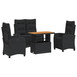 Ensemble à manger de jardin 4 pcs avec coussins noir 624212624212