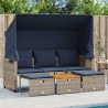 Canapé de jardin 3 places avec auvent et poufs gris résine tressée 624215624215