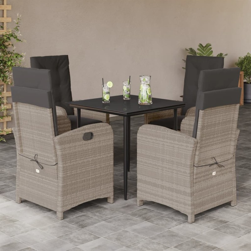 Ensemble à manger de jardin et coussins 5 pcs gris clair rotin 624216624216