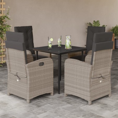 Ensemble à manger de jardin et coussins 5 pcs gris clair rotin 624216624216