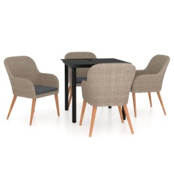 Ensemble à manger de jardin et coussins 5 pcs Marron 624219624219