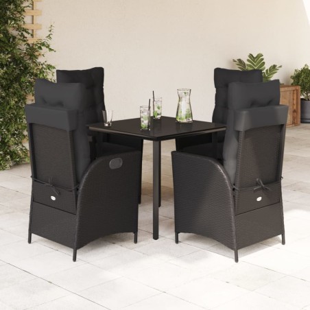 Ensemble à manger de jardin coussins 5pcs Noir Résine tressée 624227624227