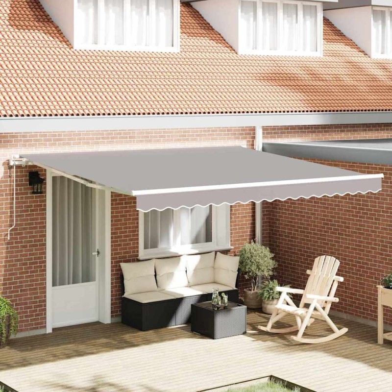 Auvent rétractable Gris clair 400 × 350 cm Tissu et Aluminium 624230624230