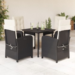 Ensemble à manger de jardin coussins 5pcs Noir Résine tressée 624231624231