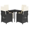 Ensemble à manger de jardin coussins 5pcs Noir Résine tressée 624231624231