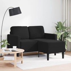 Canapé 2 places avec méridienne en L Noir 125 cm Velours 624241624241