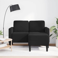 Canapé 2 places avec méridienne en L Noir 125 cm Velours 624241624241