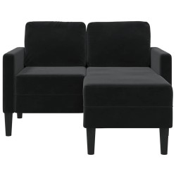 Canapé 2 places avec méridienne en L Noir 125 cm Velours 624241624241