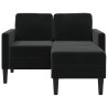 Canapé 2 places avec méridienne en L Noir 125 cm Velours 624241624241