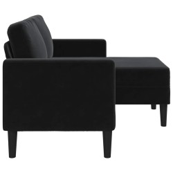 Canapé 2 places avec méridienne en L Noir 125 cm Velours 624241624241