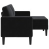 Canapé 2 places avec méridienne en L Noir 125 cm Velours 624241624241