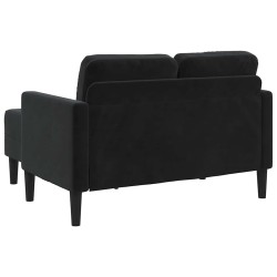 Canapé 2 places avec méridienne en L Noir 125 cm Velours 624241624241