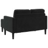 Canapé 2 places avec méridienne en L Noir 125 cm Velours 624241624241