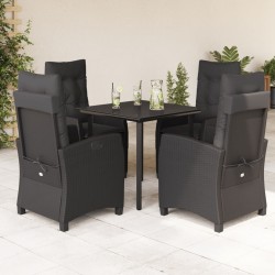Ensemble à manger de jardin coussins 5pcs Noir Résine tressée 624245624245