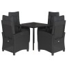 Ensemble à manger de jardin coussins 5pcs Noir Résine tressée 624245624245