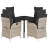 Ensemble à manger de jardin et coussins 5 pcs gris clair rotin 624246624246