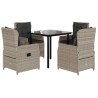 Ensemble à manger de jardin et coussins 5 pcs gris clair rotin 624247624247