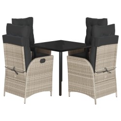 Ensemble à manger de jardin et coussins 5 pcs gris clair rotin 624248624248