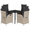 Ensemble à manger de jardin et coussins 5 pcs gris clair rotin 624248624248