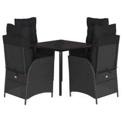Ensemble à manger de jardin coussins 5pcs Noir Résine tressée 624249624249