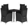 Ensemble à manger de jardin coussins 5pcs Noir Résine tressée 624249624249