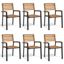 Chaises de jardin empilables lot de 6 bois d'acacia et métal 624250624250