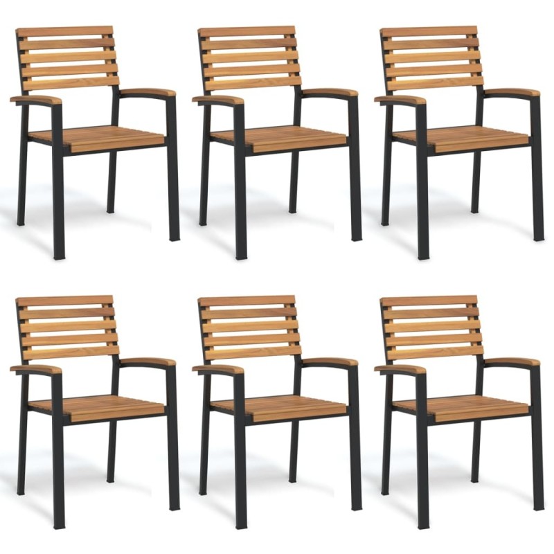 Chaises de jardin empilables lot de 6 bois d'acacia et métal 624250624250