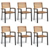 Chaises de jardin empilables lot de 6 bois d'acacia et métal 624250624250