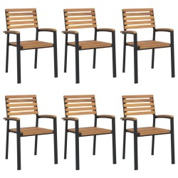 Chaises de jardin empilables lot de 6 bois d'acacia et métal 624250624250
