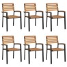 Chaises de jardin empilables lot de 6 bois d'acacia et métal 624250624250