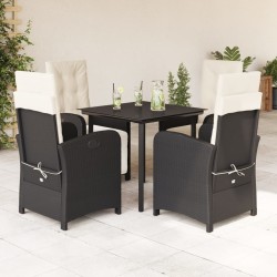Ensemble à manger de jardin coussins 5pcs Noir Résine tressée 624253624253