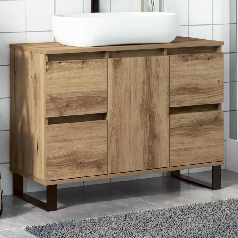 Armoire de lavabo de salle de bain chêne artisanal 65x33x60 cm 624255624255