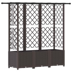 Lit Élevé avec Treillis et Toit Marron 163,5 x 40 x 136 cm PP 624256624256