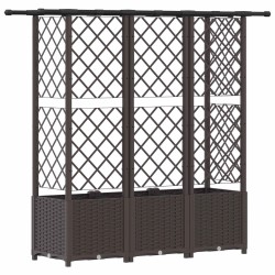 Lit Élevé avec Treillis et Toit Marron 163,5 x 40 x 136 cm PP 624256624256