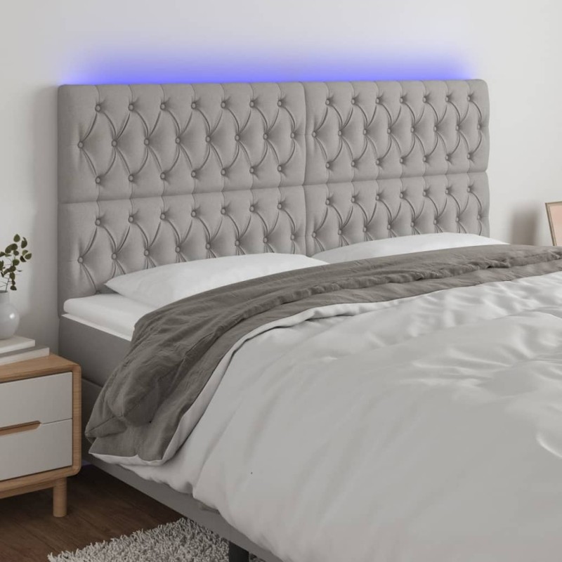 Tête de lit à LED Gris clair 200x7x118/128 cm Tissu 624259624259